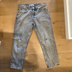 Zara Straight leg Ripped Jeans - Light Gray